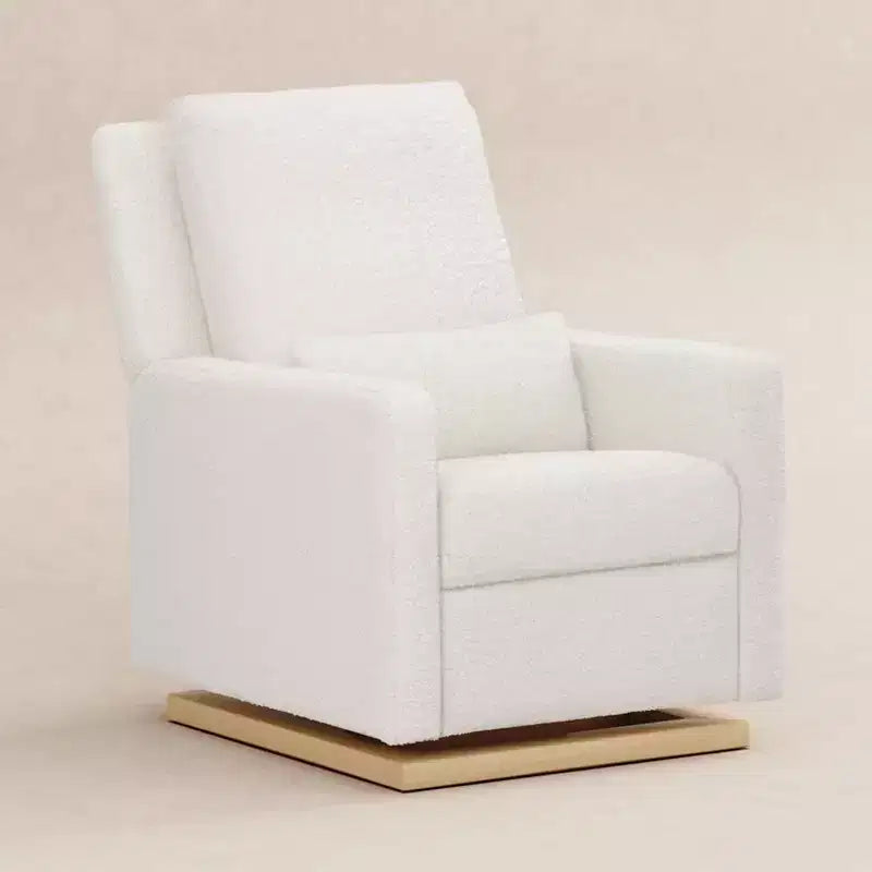 Poltrona reclinabile e a dondolo elettronica Babyletto Sigi con porta USB | Base in legno chiaro