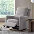 Poltrona reclinabile e a dondolo elettronica Babyletto Sigi con porta USB | Base in legno chiaro
