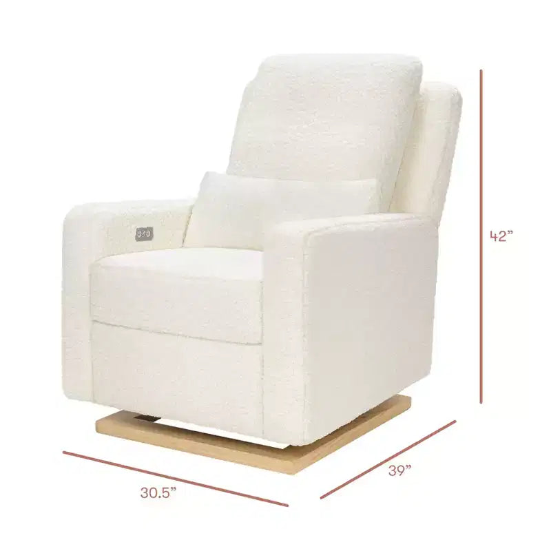 Poltrona reclinabile e a dondolo elettronica Babyletto Sigi con porta USB | Base in legno chiaro
