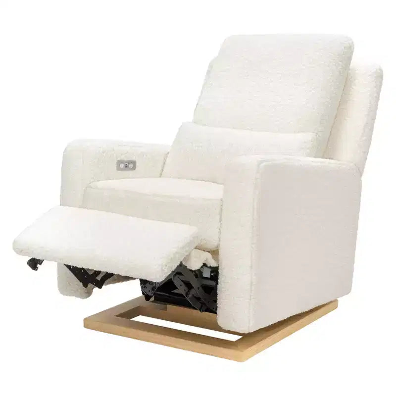 Poltrona reclinabile e a dondolo elettronica Babyletto Sigi con porta USB | Base in legno chiaro