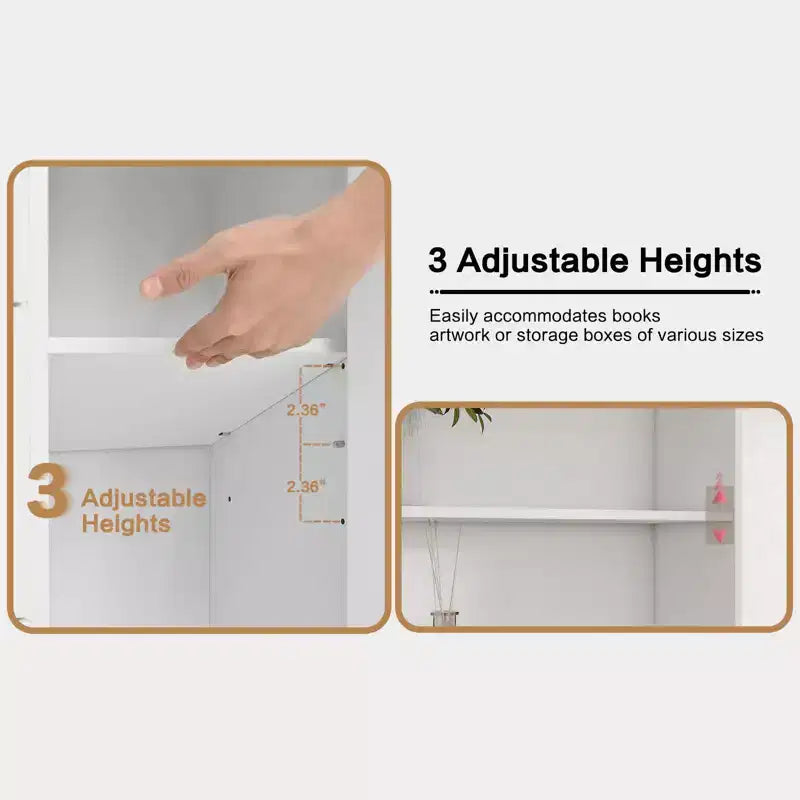 Libreria Alta 180cm con Anta, 3 Cassetti e Ripiani Aperti, Armadio Contenitore in Legno a 6 Livelli per Ufficio, Soggiorno, Camera da Letto