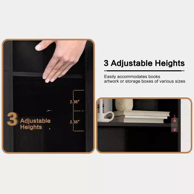 Libreria Alta 180cm con Anta, 3 Cassetti e Ripiani Aperti, Armadio Contenitore in Legno a 6 Livelli per Ufficio, Soggiorno, Camera da Letto