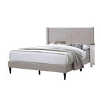 Letto matrimoniale Queen size Royal Hampton con testiera trapuntata, rivestimento in iuta marrone, legno