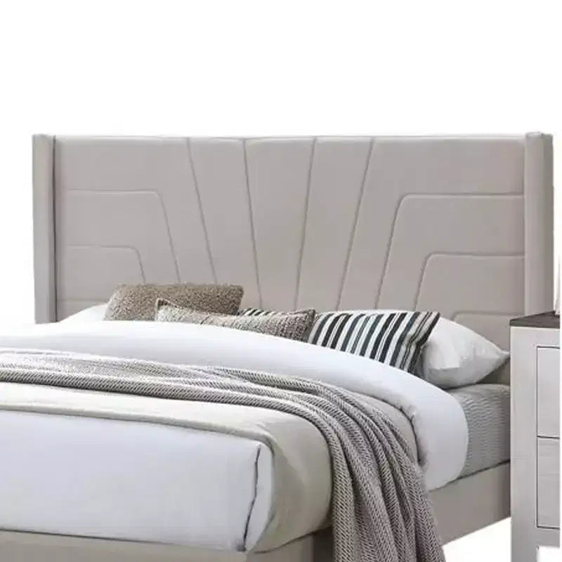 Letto matrimoniale Queen size Royal Hampton con testiera trapuntata, rivestimento in iuta marrone, legno