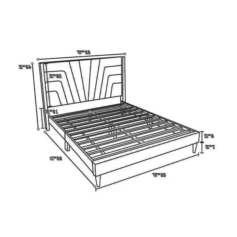 Letto matrimoniale Royal Hampton con testiera trapuntata, rivestimento in iuta carbone, legno