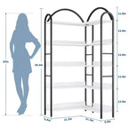 68.5Libreria Industriale in Legno con Struttura in Metallo, Libreria Angolare Reversibile a 5 Ripiani, Organizer a Giorno per Soggiorno, Camera da Letto, Ufficio