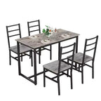 Okak Set da pranzo industriale di 5 pezzi, tavolo e sedie con schienale per sala da pranzo, ristorante, set da pranzo in metallo e legno per cene in famiglia