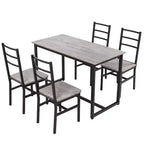 Okak Set da pranzo industriale di 5 pezzi, tavolo e sedie con schienale per sala da pranzo, ristorante, set da pranzo in metallo e legno per cene in famiglia