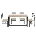 Okak Set da pranzo industriale di 5 pezzi, tavolo e sedie con schienale per sala da pranzo, ristorante, set da pranzo in metallo e legno per cene in famiglia