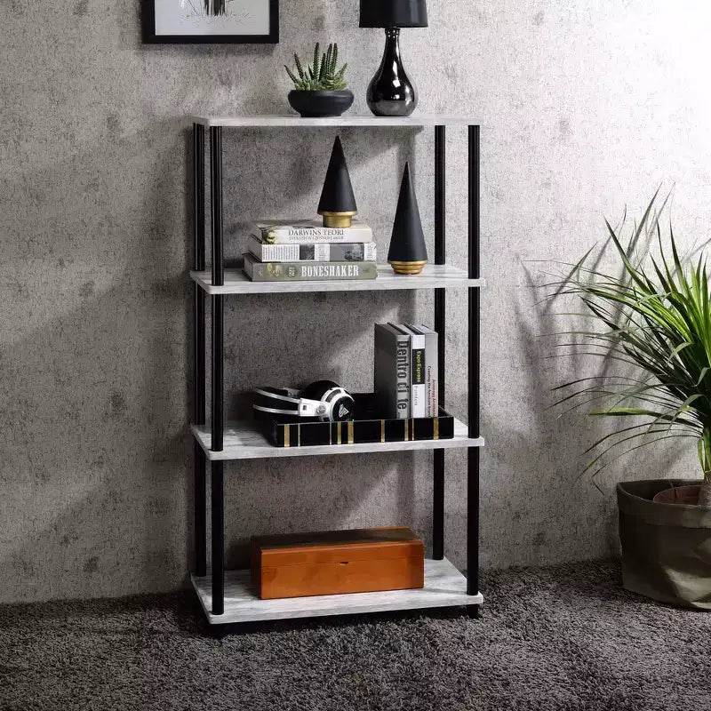 HomeStock Scaffali angolari in plastica bianca a 3 livelli, 86 cm di altezza