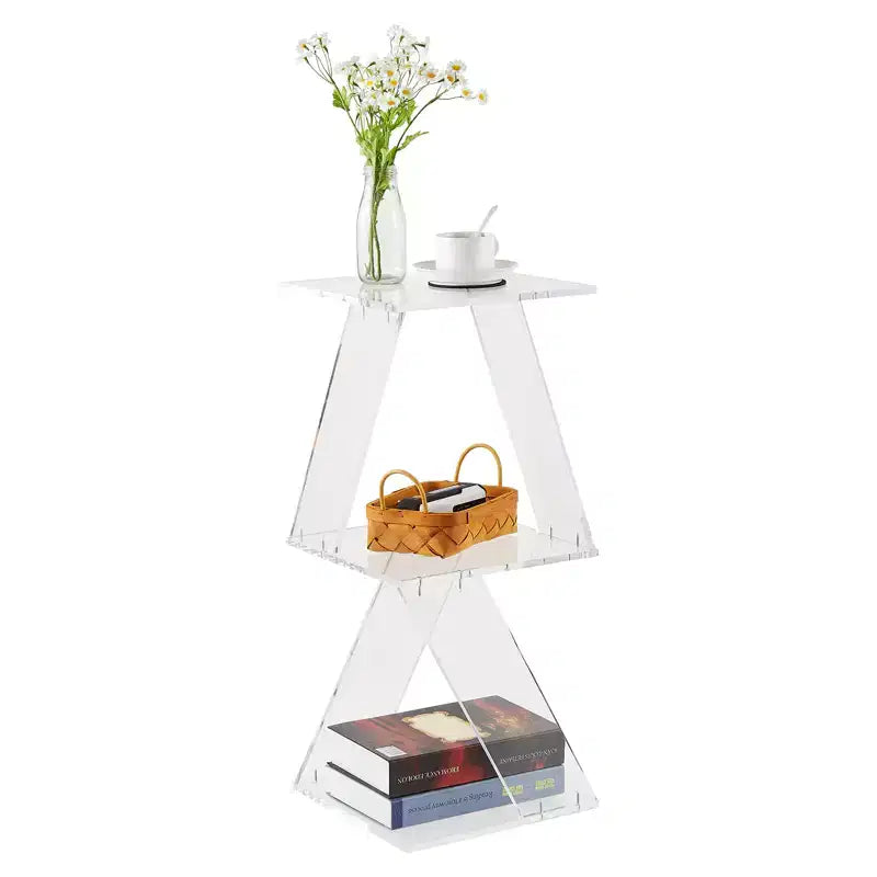 Libreria in acrilico a 3 livelli con design ad albero, libreria trasparente a parete, libreria multiuso per soggiorno, bagno, espositore da ufficio