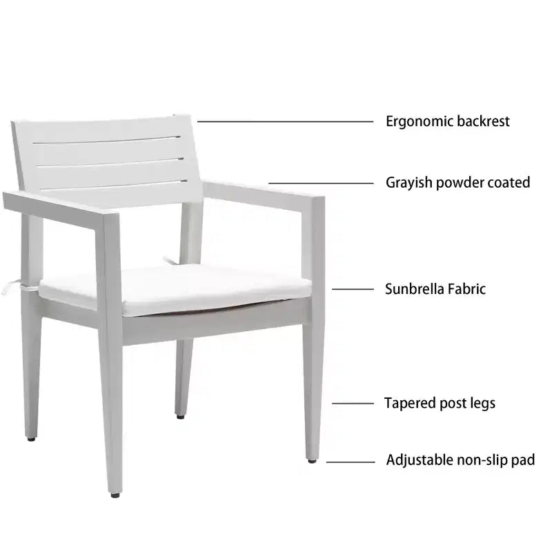 Set di 4 sedie da pranzo, sgabelli da pranzo da esterno in alluminio, design con gambe affusolate, adatti per cortili, balconi e giardini