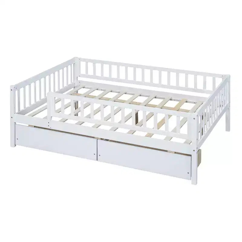 Luxystar Letto a giorno a grandezza naturale in legno con due cassetti per la camerata dei bambini e la camera degli ospiti