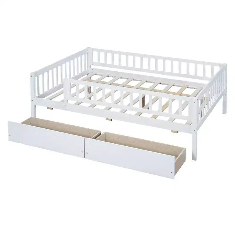 Luxystar Letto a giorno a grandezza naturale in legno con due cassetti per la camerata dei bambini e la camera degli ospiti