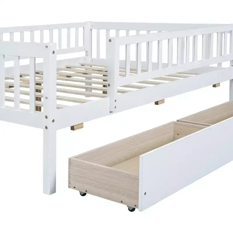 Luxystar Letto a giorno a grandezza naturale in legno con due cassetti per la camerata dei bambini e la camera degli ospiti