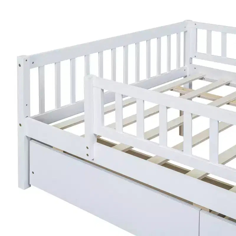 Luxystar Letto a giorno a grandezza naturale in legno con due cassetti per la camerata dei bambini e la camera degli ospiti