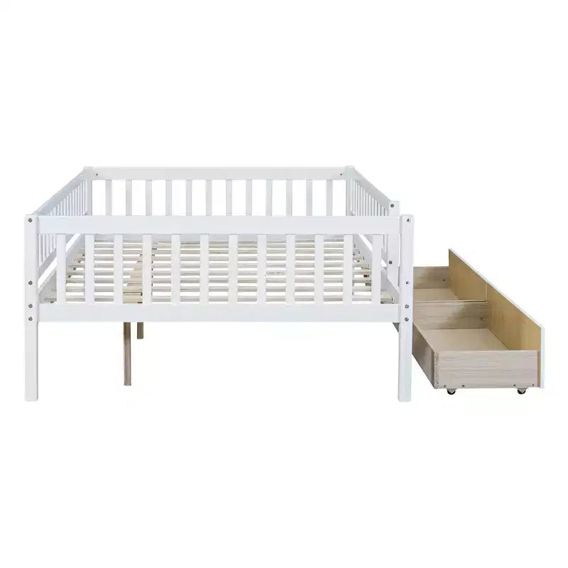 Luxystar Letto a giorno a grandezza naturale in legno con due cassetti per la camerata dei bambini e la camera degli ospiti