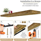 Sorbus Confezione da 3 Mensole Fluttuanti da Parete da 140 cm - per Bagno, Decorazione Murale per Camera da Letto, Cucina, Soggiorno, Contenitore per Libri