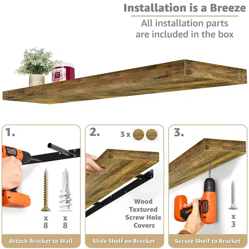 Sorbus Confezione da 3 Mensole Fluttuanti da Parete da 140 cm - per Bagno, Decorazione Murale per Camera da Letto, Cucina, Soggiorno, Contenitore per Libri