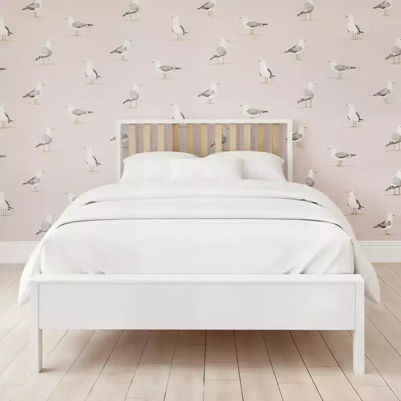 Letto matrimoniale alla francese scandinavo con testiera a doghe