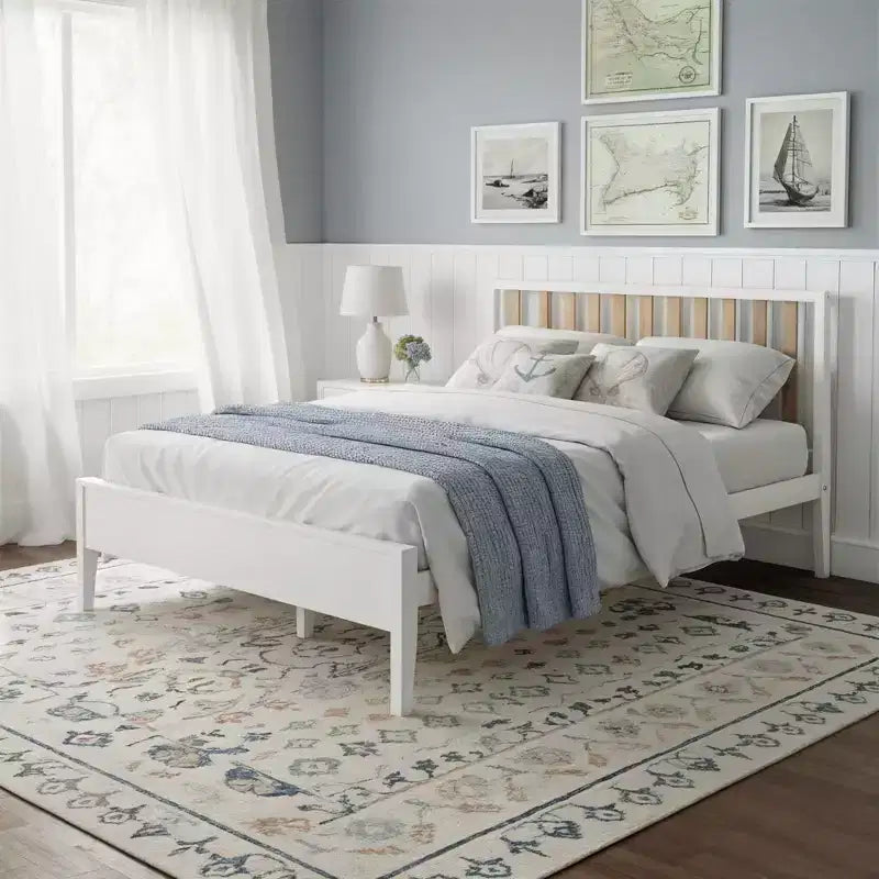 Letto matrimoniale alla francese scandinavo con testiera a doghe