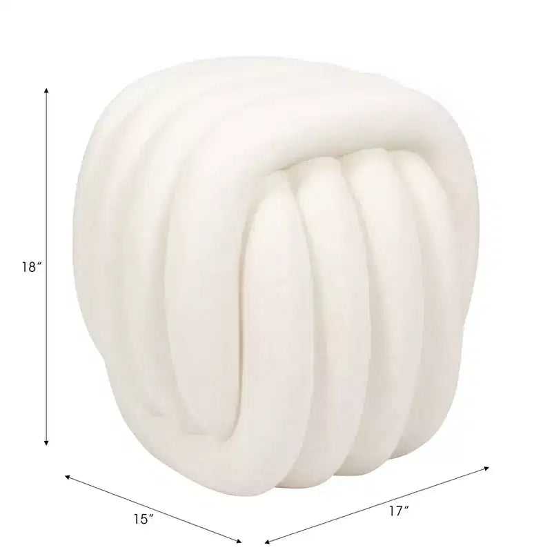Sgabello Decorativo con Nodo per l'Arredamento della Casa - Ottomana dal Design Moderno Ispirato all'Arte, Perfetta per Toilette, Camera da Letto e Soggiorno - 18, Bianco