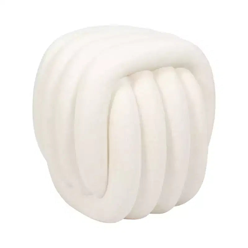 Sgabello Decorativo con Nodo per l'Arredamento della Casa - Ottomana dal Design Moderno Ispirato all'Arte, Perfetta per Toilette, Camera da Letto e Soggiorno - 18, Bianco
