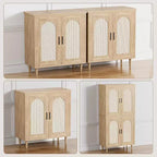 Credenza da Buffet per Cucina con Rattan, Mobile Contenitore con Ampio Spazio