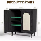 Credenza da Buffet per Cucina con Rattan, Mobile Contenitore con Ampio Spazio