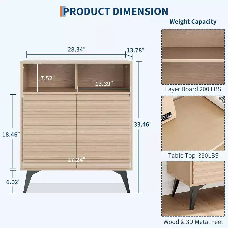 Mobiletto da caffè rustico, Credenza da cucina con cassetto e ripiani regolabili