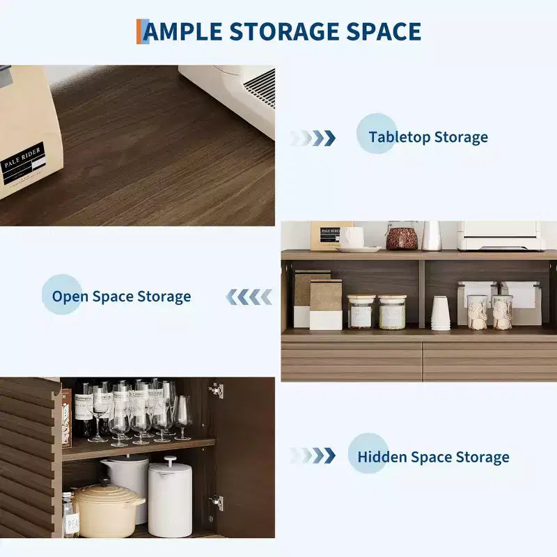 Mobiletto da caffè rustico, Credenza da cucina con cassetto e ripiani regolabili