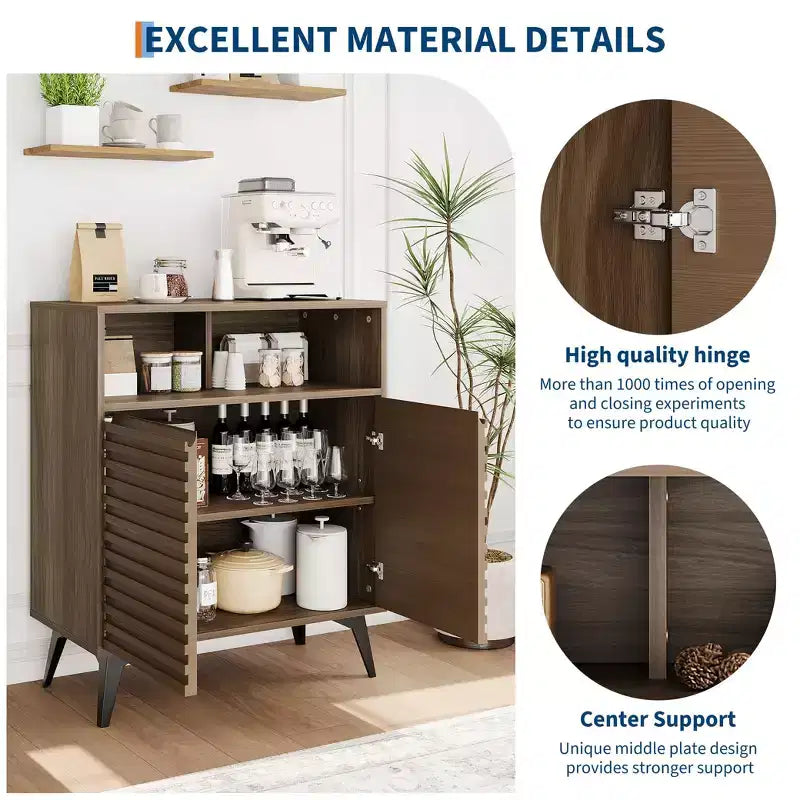 Mobiletto da caffè rustico, Credenza da cucina con cassetto e ripiani regolabili