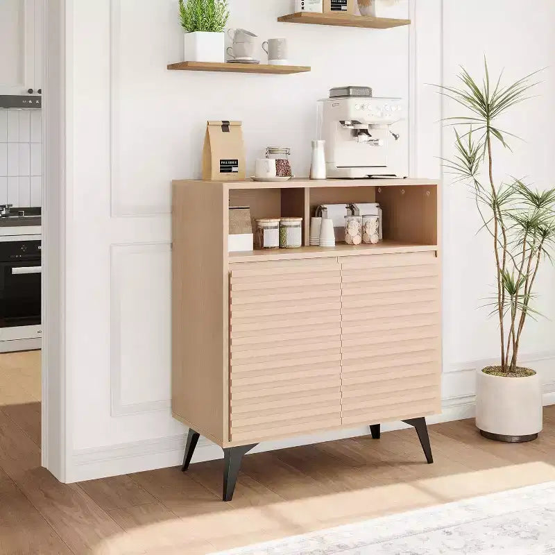 Mobiletto da caffè rustico, Credenza da cucina con cassetto e ripiani regolabili