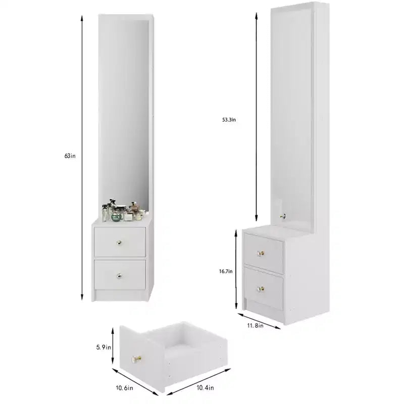 Specchio-armadietto da trucco semplice ed elegante, dimensioni 11.8 x 15.7 x 63, specchio-armadietto a figura intera, specchio extra-large