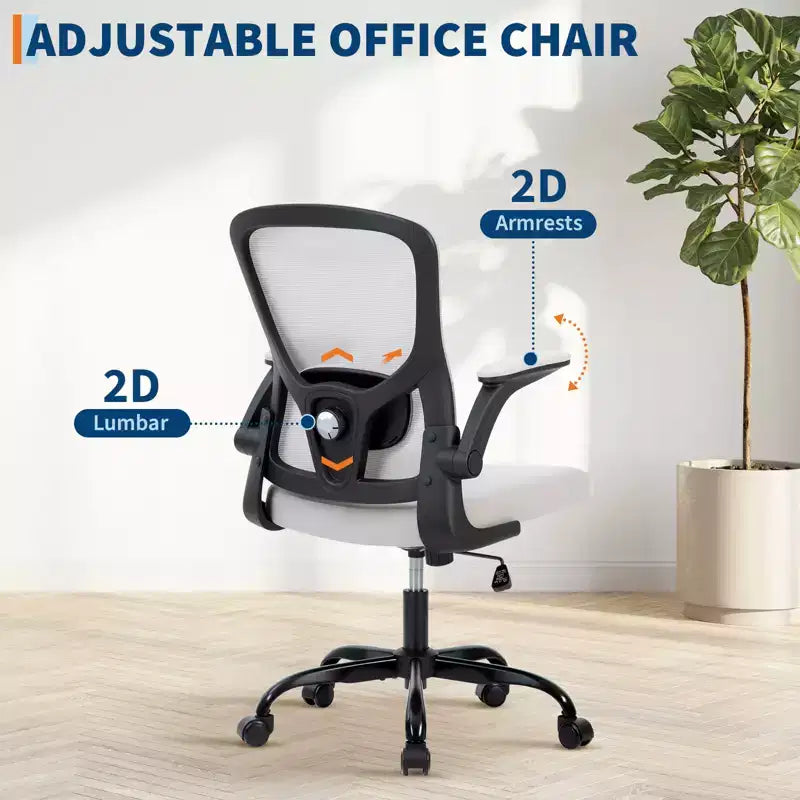 Sedia da ufficio Sedia da scrivania ergonomica, supporto lombare regolabile, braccioli ribaltabili, sedia da computer in rete, sedia direzionale girevole con rotelle per il gioco