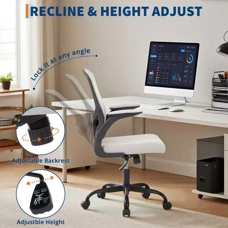 Sedia da ufficio Sedia da scrivania ergonomica, supporto lombare regolabile, braccioli ribaltabili, sedia da computer in rete, sedia direzionale girevole con rotelle per il gioco
