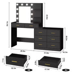 Toeletta da 61 pollici con specchio e luce, dotata di 8 cassetti portaoggetti e 2 ripiani, 3 modalità di illuminazione e luminosità regolabile. Toeletta per camera da letto.