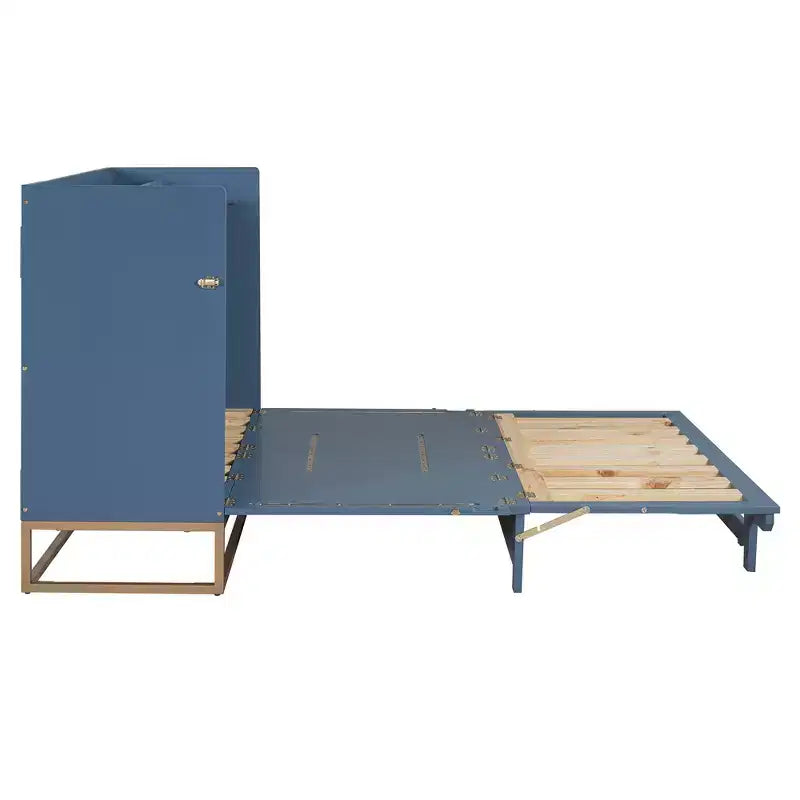 Letto a scomparsa Queen Murphy Bed con gambe dorate, letto a scomparsa Queen Size con armadio per camera degli ospiti o ufficio