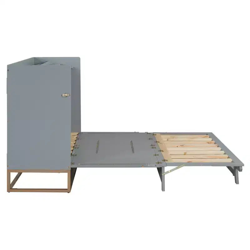 Letto a scomparsa Queen Murphy Bed con gambe dorate, letto a scomparsa Queen Size con armadio per camera degli ospiti o ufficio