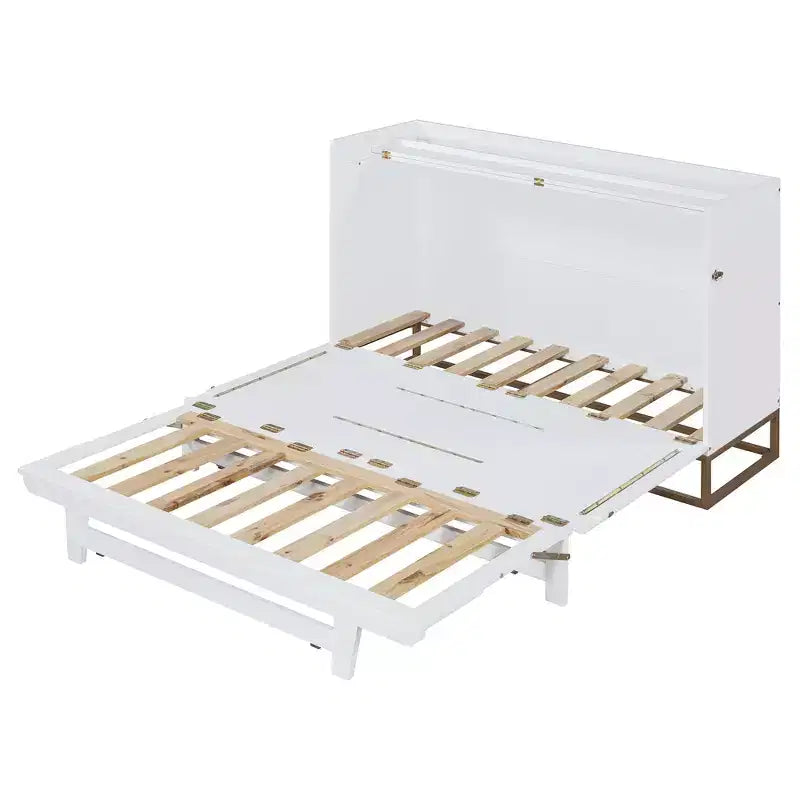 Letto a scomparsa Queen Murphy Bed con gambe dorate, letto a scomparsa Queen Size con armadio per camera degli ospiti o ufficio