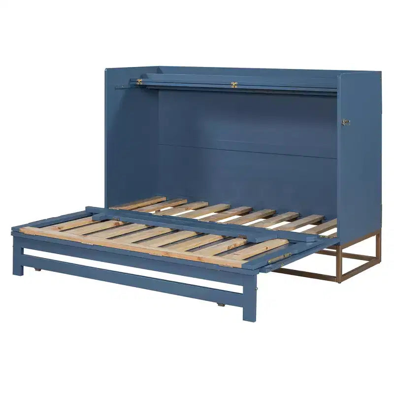 Letto a scomparsa Queen Murphy Bed con gambe dorate, letto a scomparsa Queen Size con armadio per camera degli ospiti o ufficio