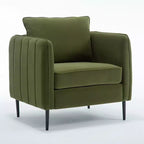 Homy Casa Poltrona moderna in velluto con cuscino e gambe in metallo, poltrona imbottita confortevole per soggiorno, camera da letto o angolo lettura, verde