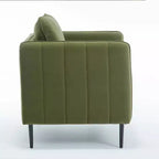 Homy Casa Poltrona moderna in velluto con cuscino e gambe in metallo, poltrona imbottita confortevole per soggiorno, camera da letto o angolo lettura, verde