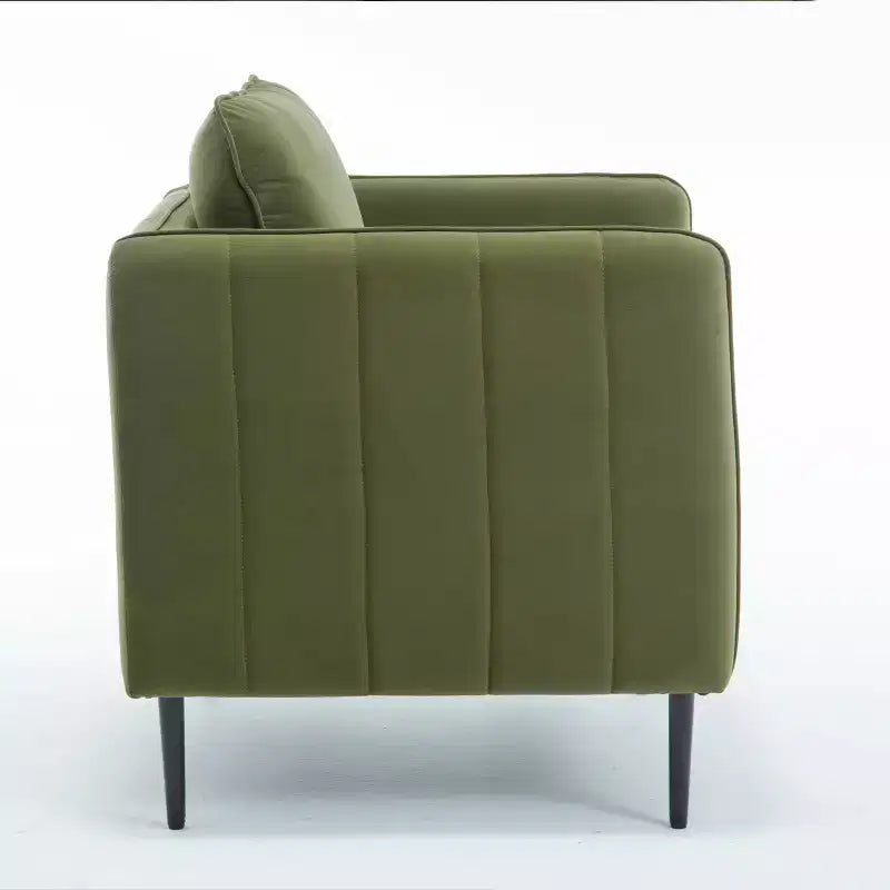 Homy Casa Poltrona moderna in velluto con cuscino e gambe in metallo, poltrona imbottita confortevole per soggiorno, camera da letto o angolo lettura, verde