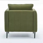 Homy Casa Poltrona moderna in velluto con cuscino e gambe in metallo, poltrona imbottita confortevole per soggiorno, camera da letto o angolo lettura, verde