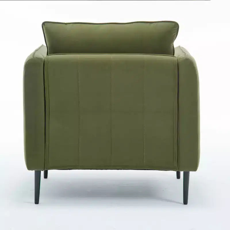Homy Casa Poltrona moderna in velluto con cuscino e gambe in metallo, poltrona imbottita confortevole per soggiorno, camera da letto o angolo lettura, verde