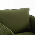 Homy Casa Poltrona moderna in velluto con cuscino e gambe in metallo, poltrona imbottita confortevole per soggiorno, camera da letto o angolo lettura, verde