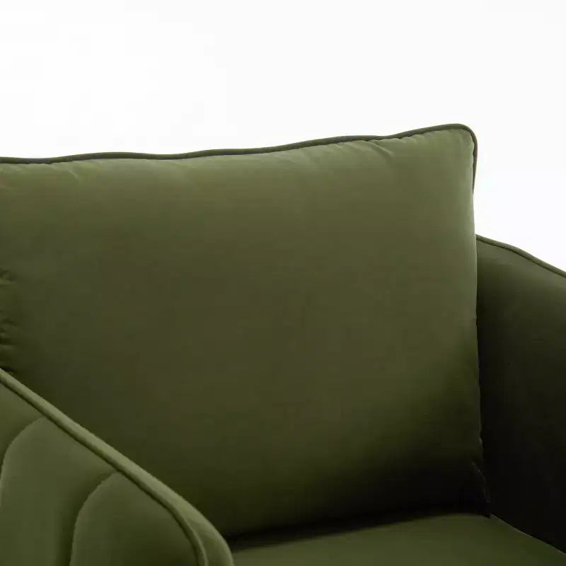 Homy Casa Poltrona moderna in velluto con cuscino e gambe in metallo, poltrona imbottita confortevole per soggiorno, camera da letto o angolo lettura, verde