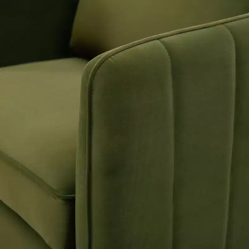 Homy Casa Poltrona moderna in velluto con cuscino e gambe in metallo, poltrona imbottita confortevole per soggiorno, camera da letto o angolo lettura, verde