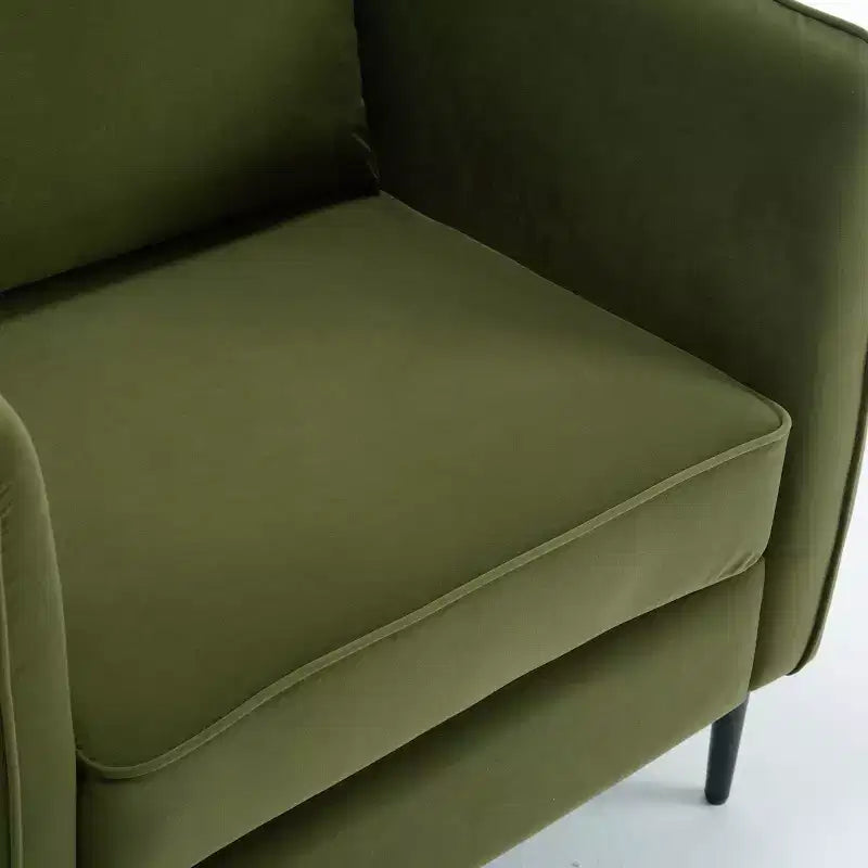 Homy Casa Poltrona moderna in velluto con cuscino e gambe in metallo, poltrona imbottita confortevole per soggiorno, camera da letto o angolo lettura, verde